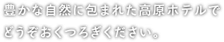 豊かな自然に包まれた高原ホテルでどうぞおくつろぎください。